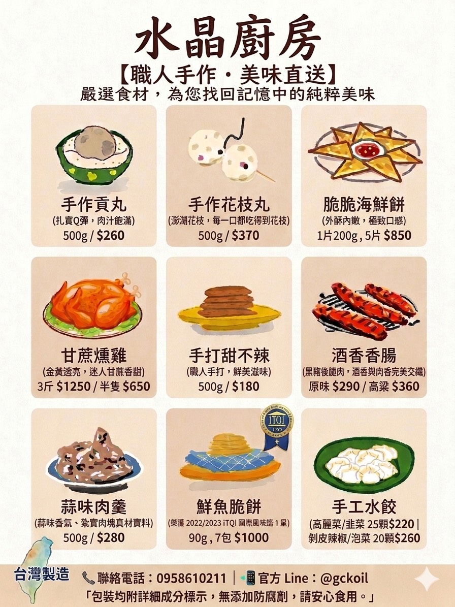 水晶廚房九宮格全菜單